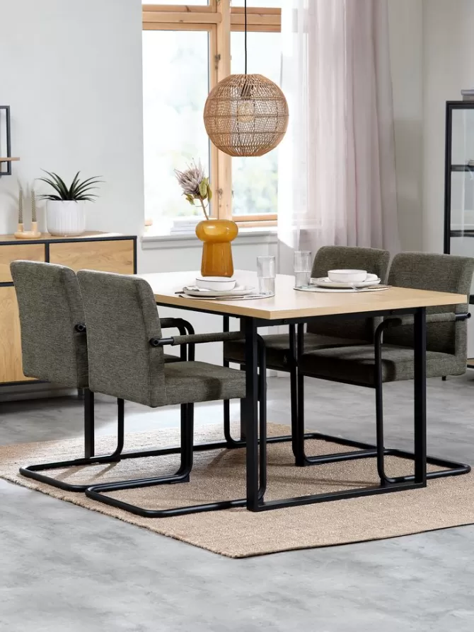 aabenraa_l_bord_eg___espe_stole_olivengrnsort_3.webp Outlet AABENRAA L160 bord eg + 4 ESPE stole olivengrøn/sort Spisebordssæt