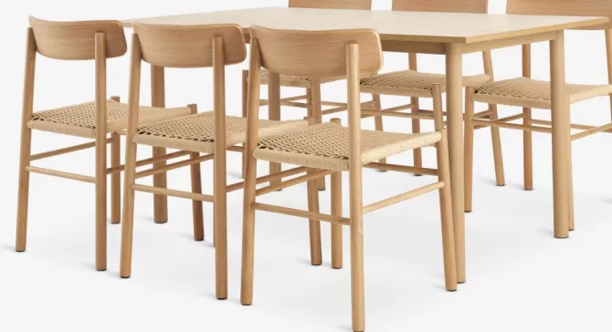 alsted_l_bord_eg___islev_stole_uarmln_eg_3.webp Hot ALSTED L160 bord eg + 4 ISLEV stole u/armlæn eg Spisebordssæt