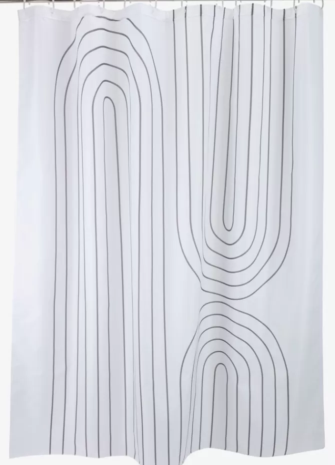 Clearance Badeforhæng 180x200cm hvid/grå Badeforhæng