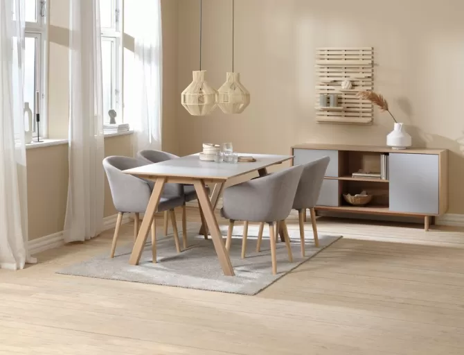 Cheap EGEBJERG L250 bord lysegrå + 4 KLOSTER stole lysegrå Spisebordssæt