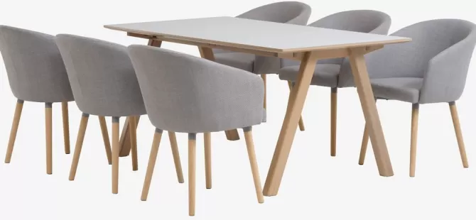 egebjerg_l_bord_lysegr___kloster_stole_lysegr_2.webp Cheap EGEBJERG L250 bord lysegrå + 4 KLOSTER stole lysegrå Spisebordssæt
