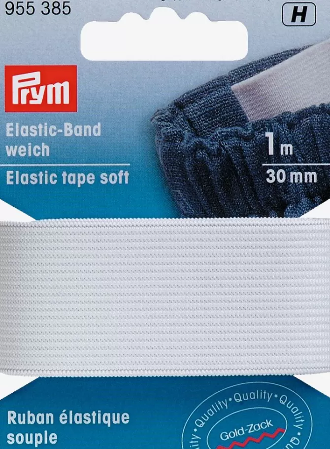 Discount Elastisk tape blød 30 mm 1m/pk hvid Sytilbehør