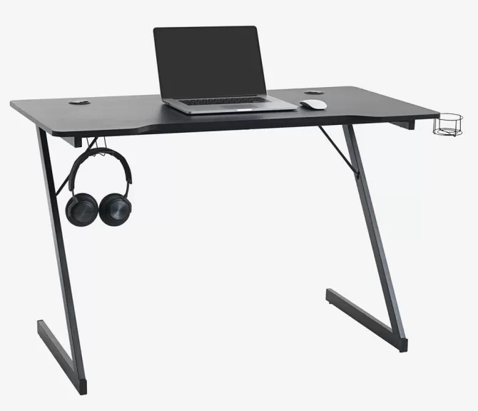 Outlet Gamer-bord 60x120 m/kop- og hovedtelefonholder sort Skriveborde