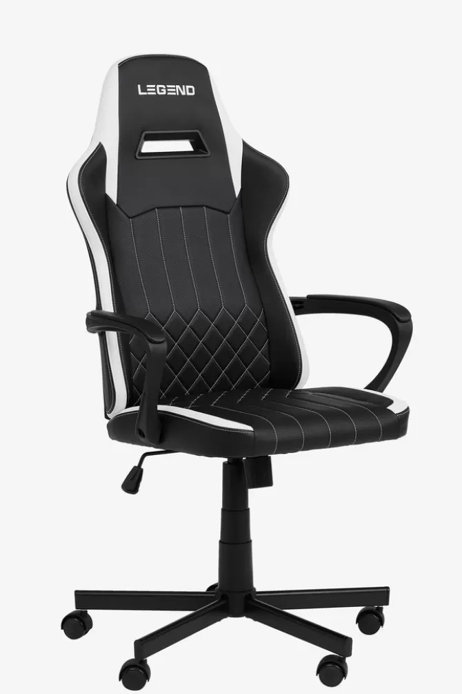 Clearance Gamer-stol sort/hvid kunstlæder Gamer Stole