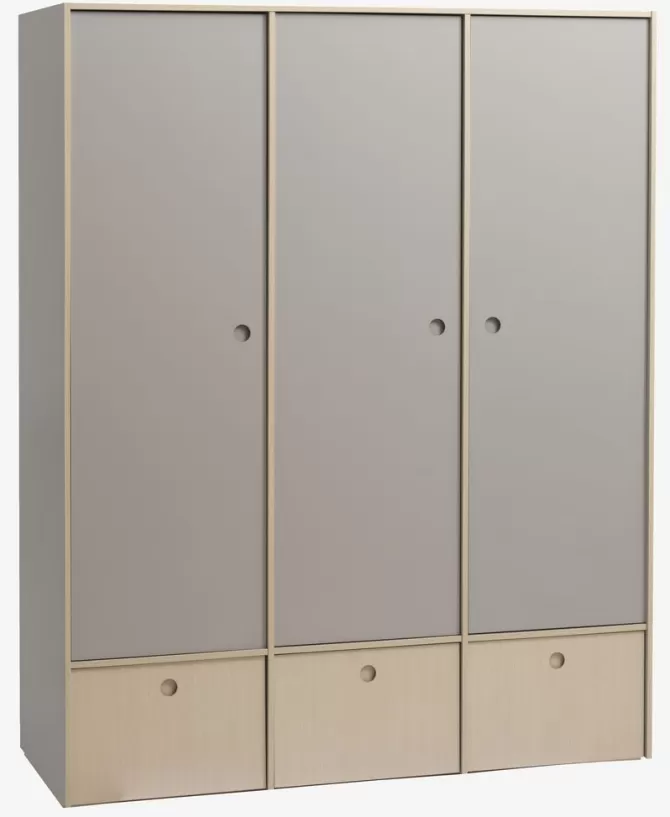 Clearance Garderobeskab 160x200 3 låger grå/natur Garderobeskabe Med Skydedøre | Garderobeskabe Med Skydedøre