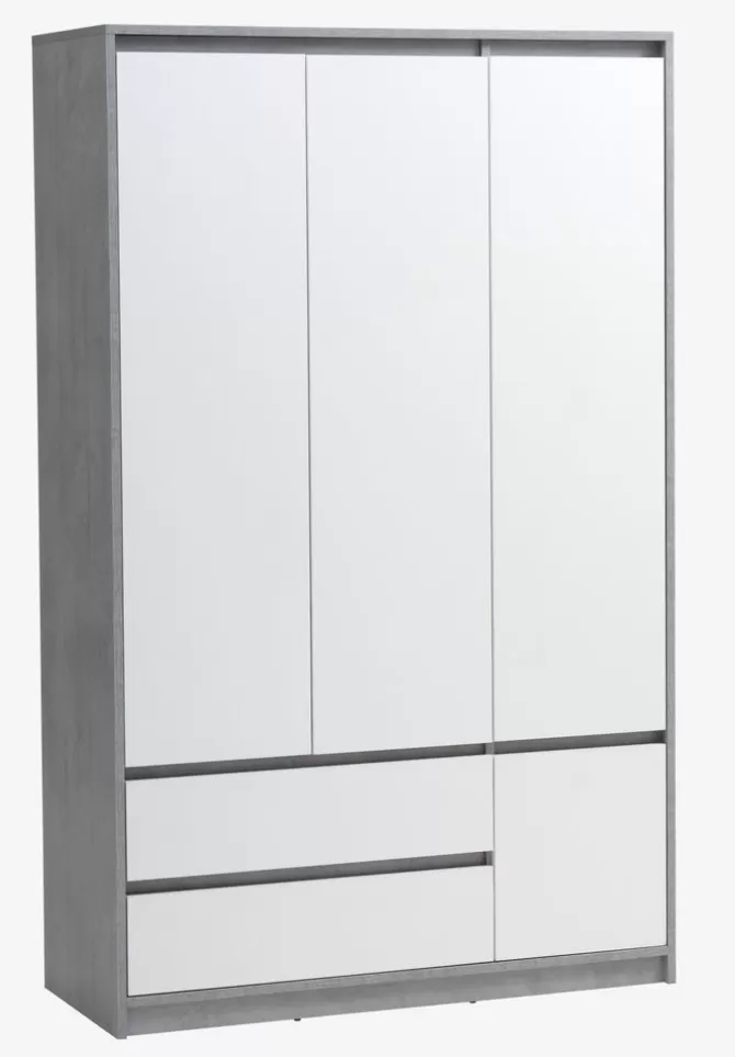 Discount Garderobeskab 119x193 hvid/beton Garderobeskabe Med Skydedøre | Garderobeskabe Med Skydedøre