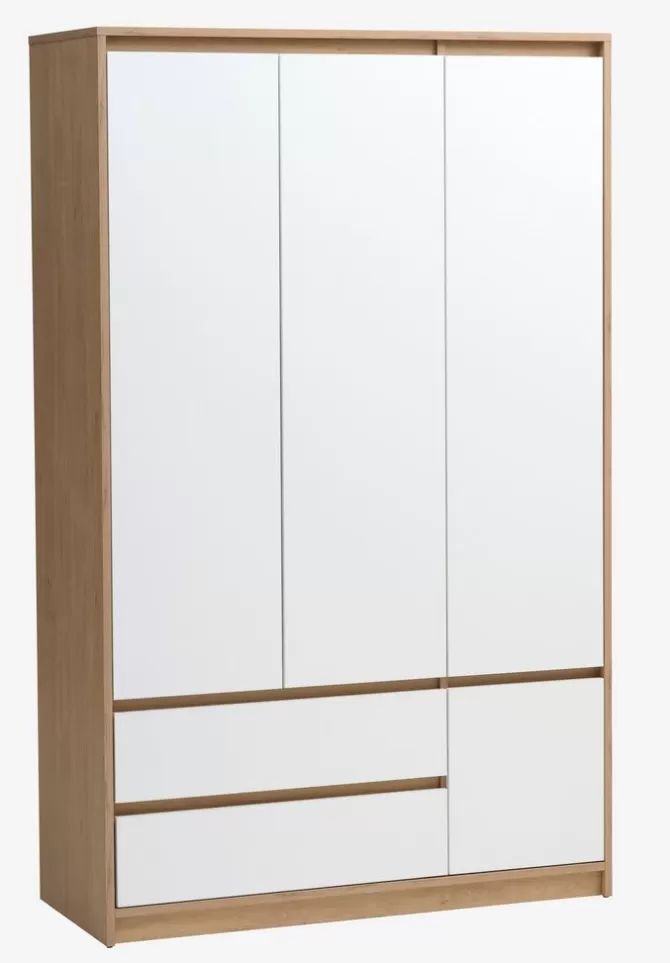Cheap Garderobeskab 119x193 hvid/eg Garderobeskabe Med Skydedøre | Garderobeskabe Med Skydedøre