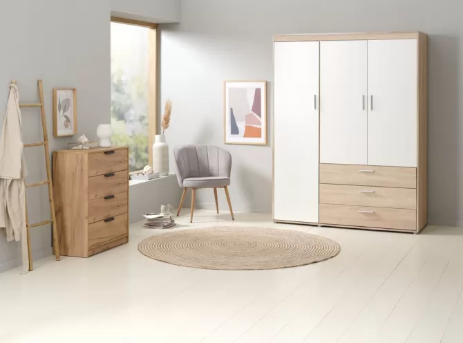 Discount Garderobeskab 150x198 eg/hvid Garderobeskabe Med Skydedøre | Garderobeskabe Med Skydedøre