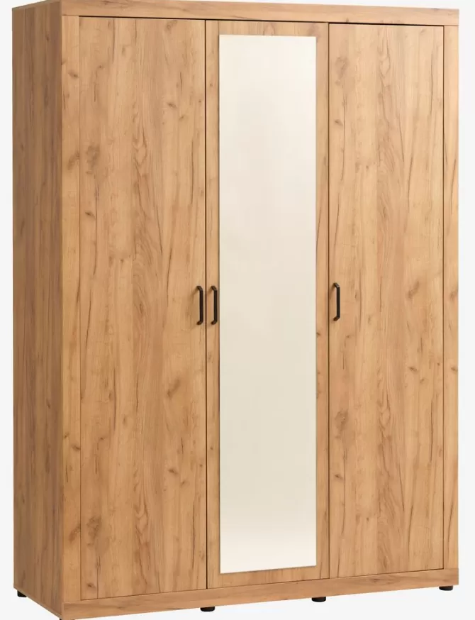 Flash Sale Garderobeskab 157x220 3 låger egefarve Garderobeskabe Med Skydedøre | Garderobeskabe Med Skydedøre