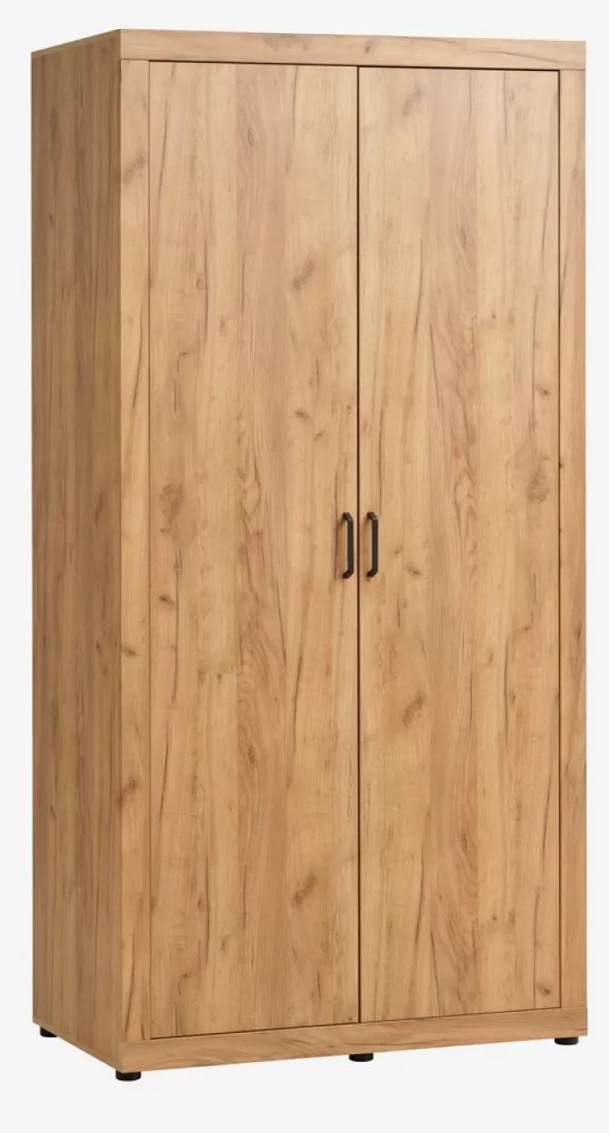 Clearance Garderobeskab 109x220 2 låger egefarve Garderobeskabe Med Skydedøre | Garderobeskabe Med Skydedøre