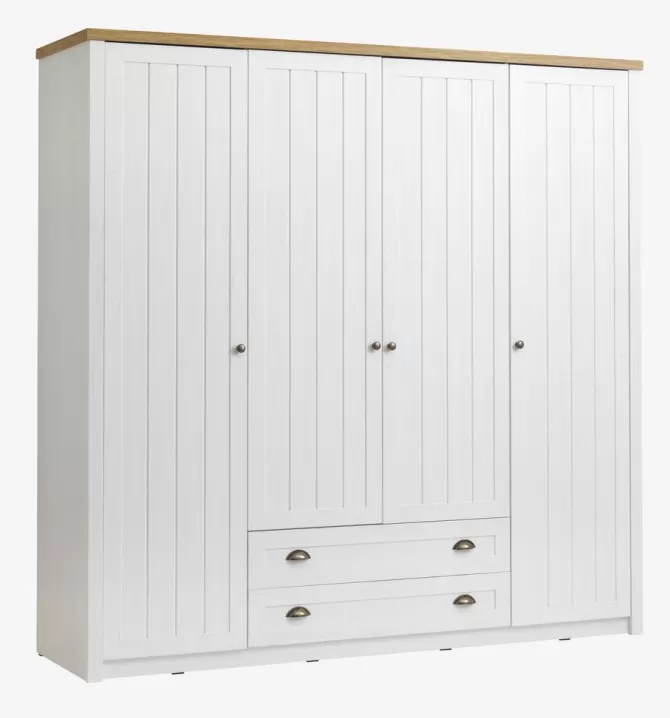 New Garderobeskab 212x210 hvid/egefarve Garderobeskabe Med Skydedøre | Garderobeskabe Med Skydedøre