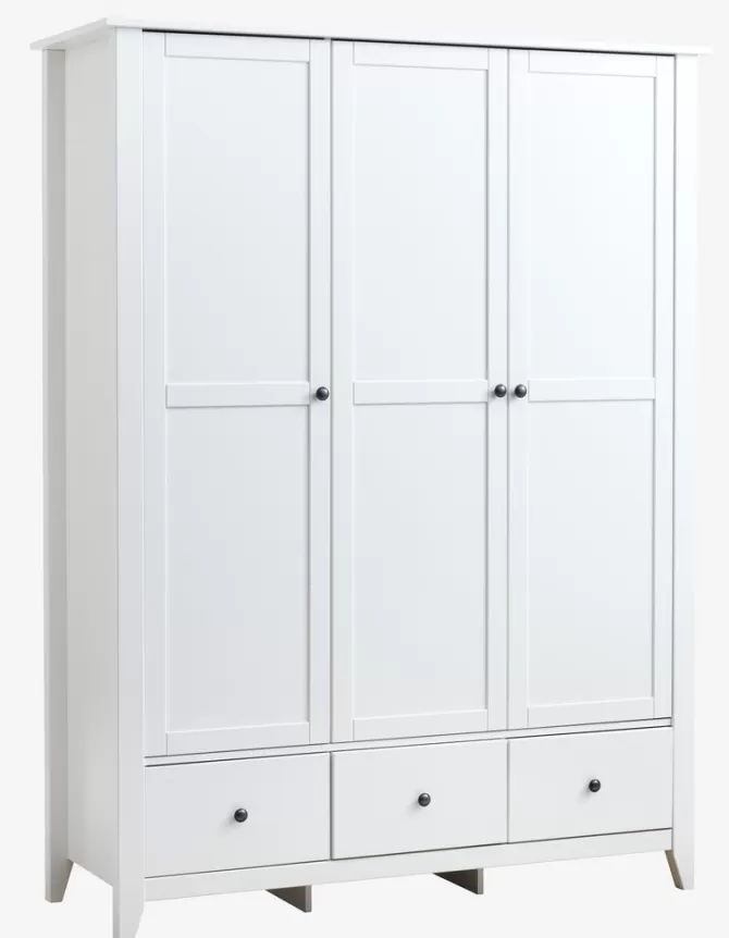 Cheap Garderobeskab 150x200 3 låger 3 skuffer hvid Garderobeskabe Med Skydedøre | Garderobeskabe Med Skydedøre