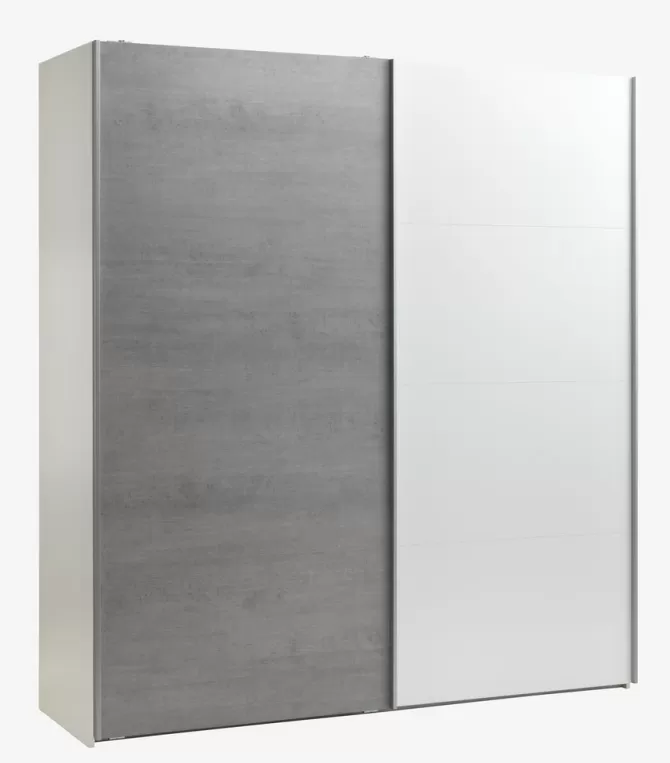 Flash Sale Garderobeskab 202x221 beton/hvid Garderobeskabe Med Skydedøre | Garderobeskabe Med Skydedøre