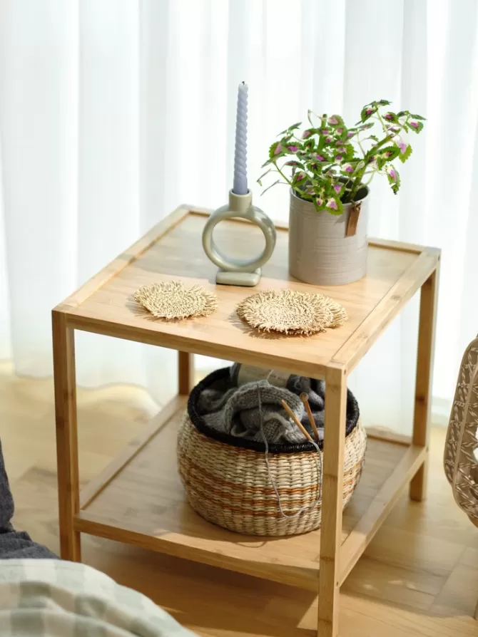 Fashion Hjørnebord 45x45 1 hylde bambus Hjørneborde | Sofaborde