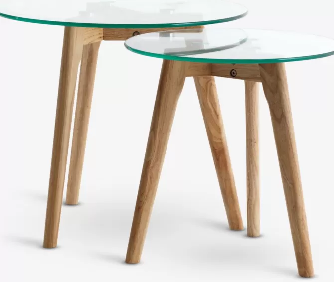 New Indskudsborde Ø50/40 glas/eg 2 stk. Hjørneborde | Sofaborde