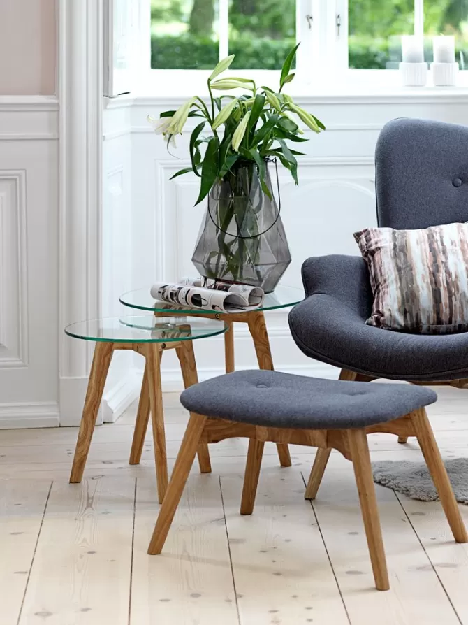 New Indskudsborde Ø50/40 glas/eg 2 stk. Hjørneborde | Sofaborde