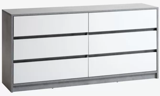 Flash Sale Kommode 3+3 skuffer hvid/beton Kommoder | Kommoder