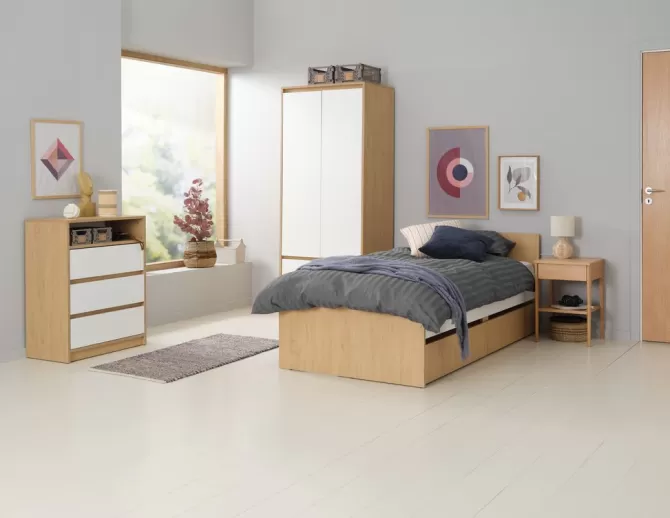 Flash Sale Kommode 3 skuffer hvid/eg Kommoder | Kommoder