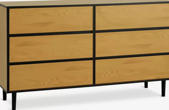 Outlet Kommode 3+3 skuffer egefarve/sort Kommoder | Kommoder