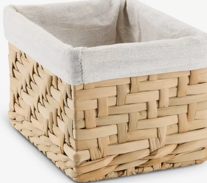 Store Kurv B16xL22xH14cm m/naturfarvet stof Fletkurve Mv.