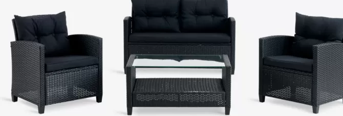 Cheap Loungesæt 4-pers. sort Loungesæt