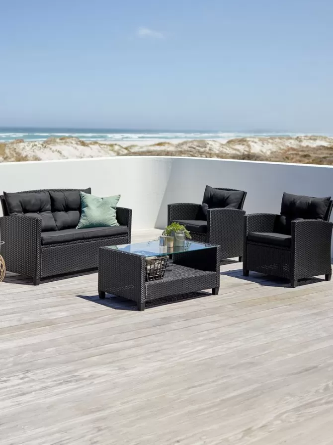 Cheap Loungesæt 4-pers. sort Loungesæt