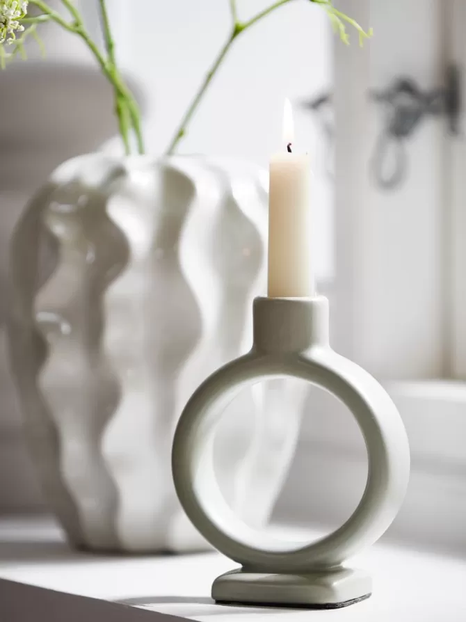 Clearance Lysestage B6xL11xH15cm grøn Lysestager