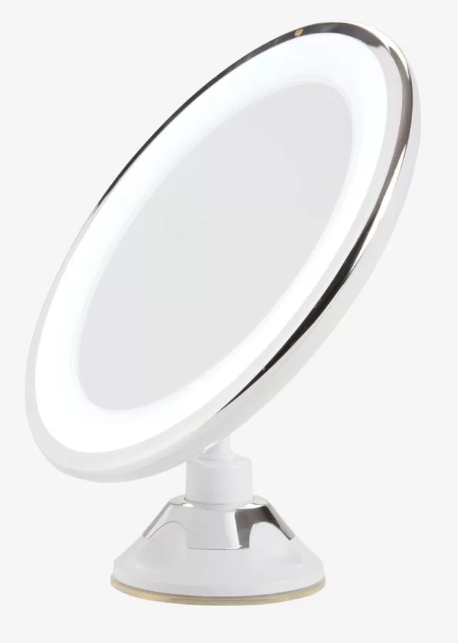 Clearance Makeupspejl m/LED Ø20xH22cm hvid Badeværelsesopbevaring | Diverse