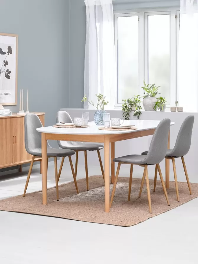 Cheap MARSTRAND L200 bord hvid + 4 JONSTRUP stole grå/eg Spisebordssæt