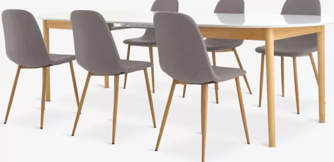 marstrand_l_bord_hvid___jonstrup_stole_greg_2.webp Cheap MARSTRAND L200 bord hvid + 4 JONSTRUP stole grå/eg Spisebordssæt