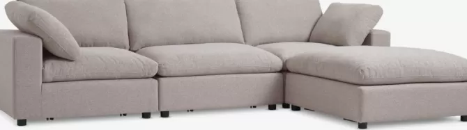 Cheap Modulsofa chaiselong sandfarvet stof Sofaer Med Chaiselong | Hjørnesofaer