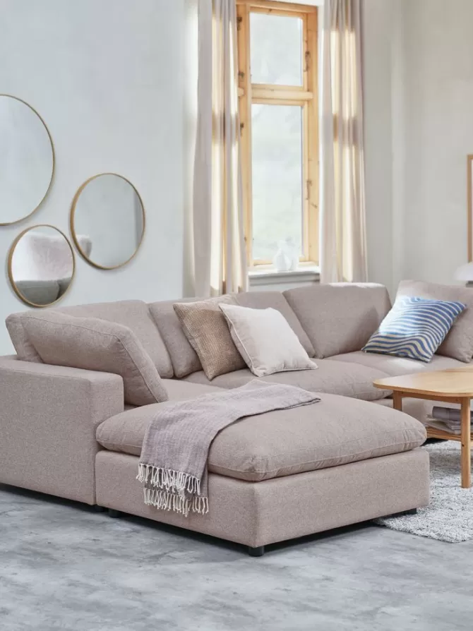 Cheap Modulsofa chaiselong sandfarvet stof Sofaer Med Chaiselong | Hjørnesofaer