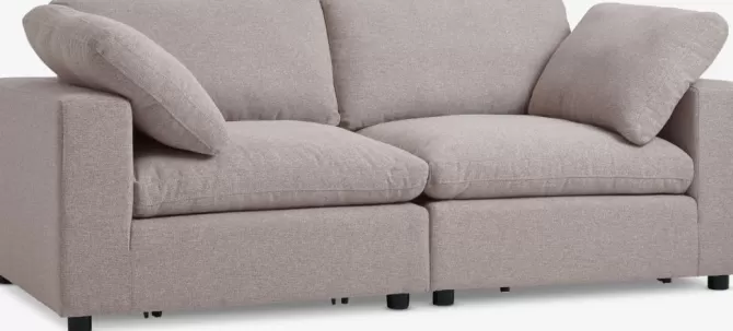 Sale Modulsofa 2-pers. sandfarvt stof Sofaer Med Chaiselong | Hjørnesofaer