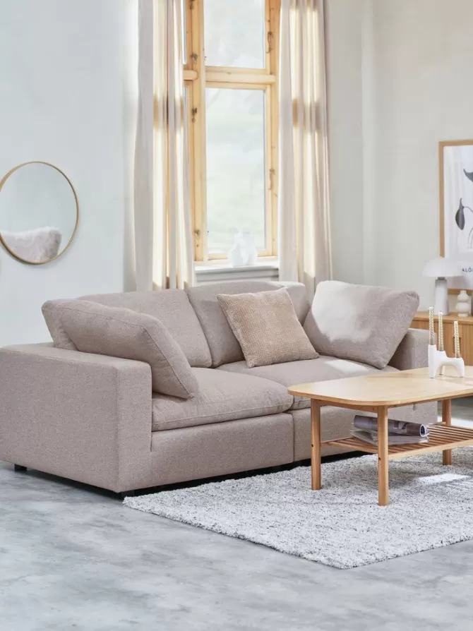 Sale Modulsofa 2-pers. sandfarvt stof Sofaer Med Chaiselong | Hjørnesofaer