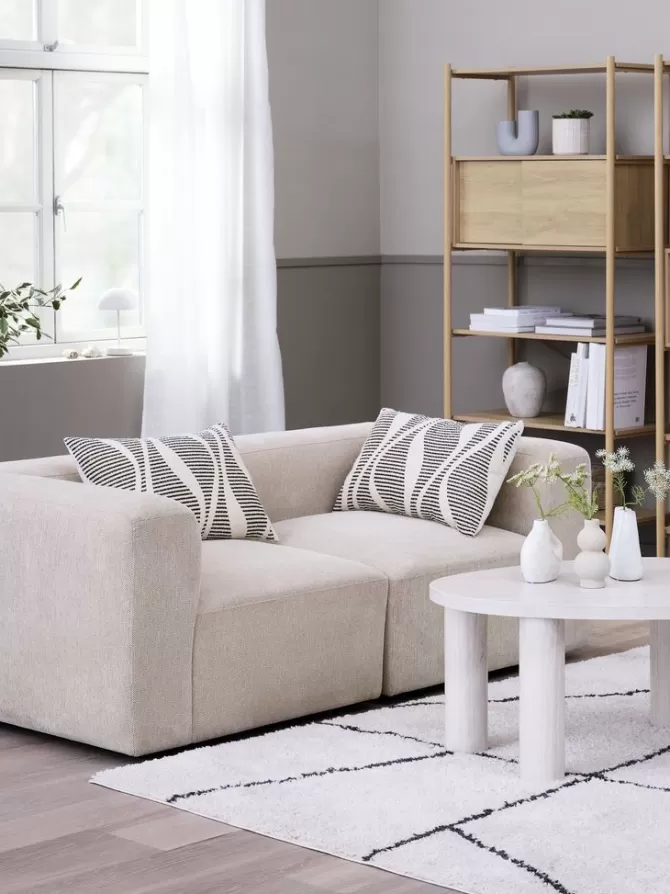 Cheap Modulsofa 2-pers. sandfarvet stof Sofaer Med Chaiselong | Hjørnesofaer