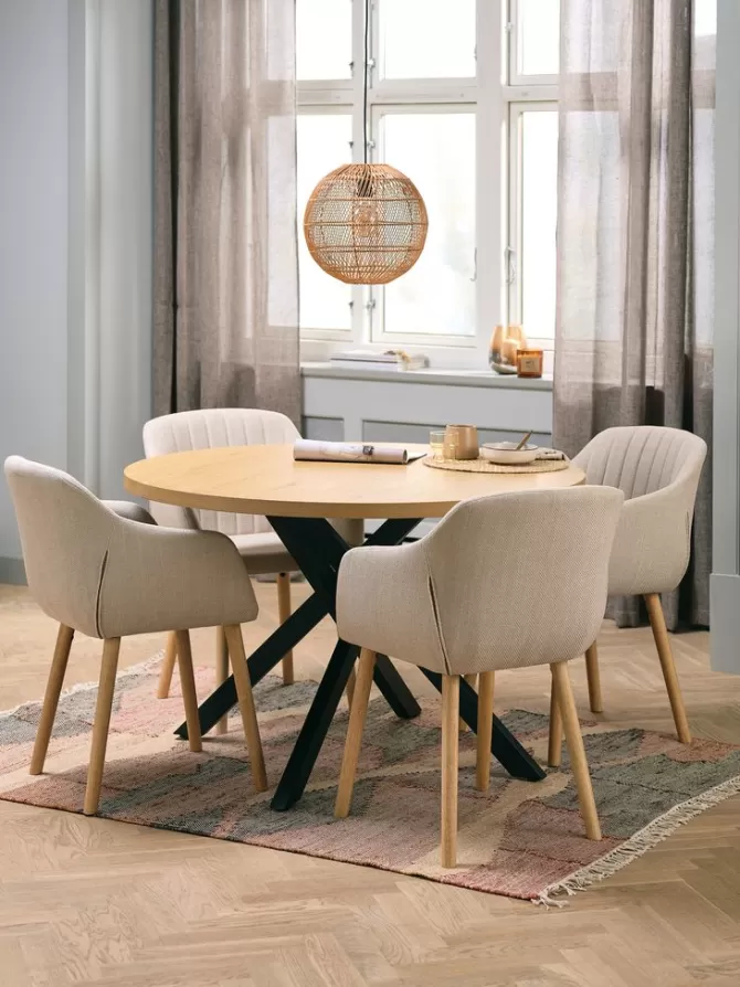Cheap NORTOFT Ø120 bord eg + 4 ADSLEV stole beige/eg Spisebordssæt