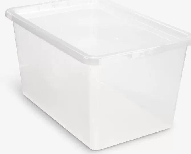 Clearance Opbevaringsboks 52L m/låg transparent Plastkasser