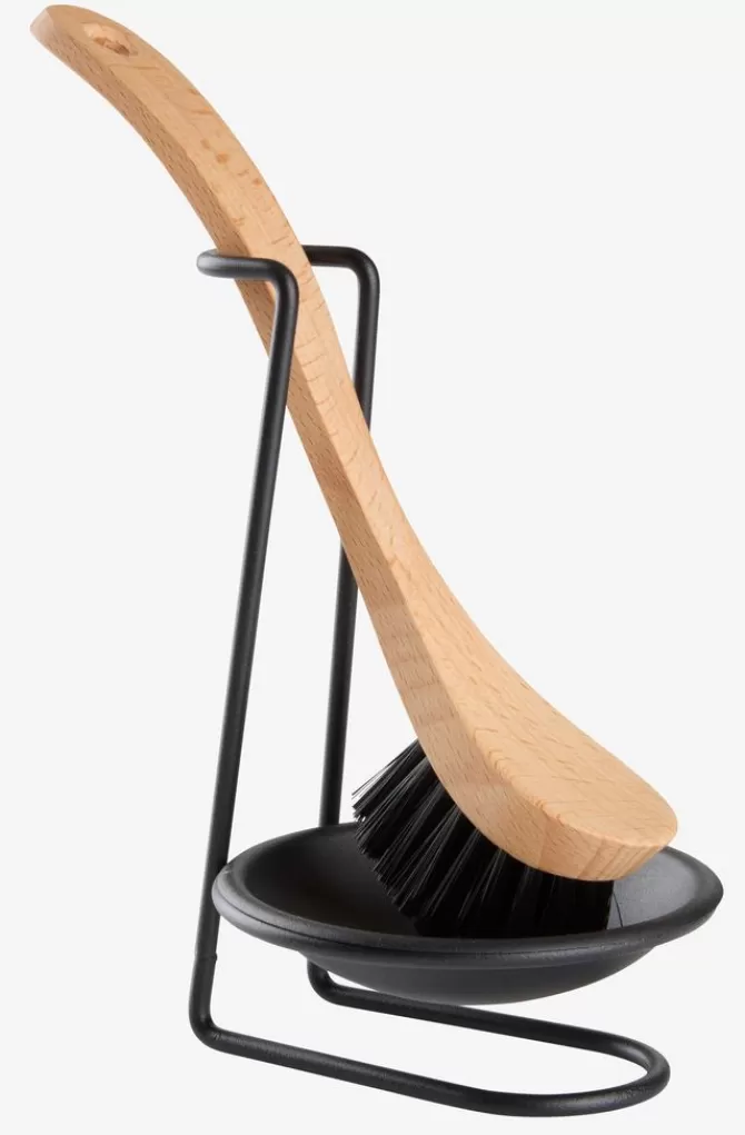 Store Opvaskebørsteholder Ø11xH18 cm sort rustfrit stål Rengøring