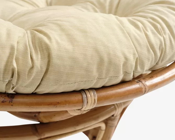 Outlet Rattanstol Ø100cm natur/råhvidt stof Lænestole