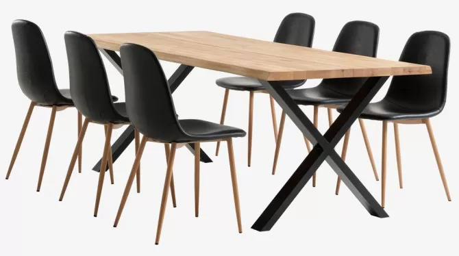 roslev_l_bord_eg_natur___jonstrup_stole_sorteg_2.webp Sale ROSLEV L200 bord eg natur + 4 JONSTRUP stole sort/eg Spisebordssæt