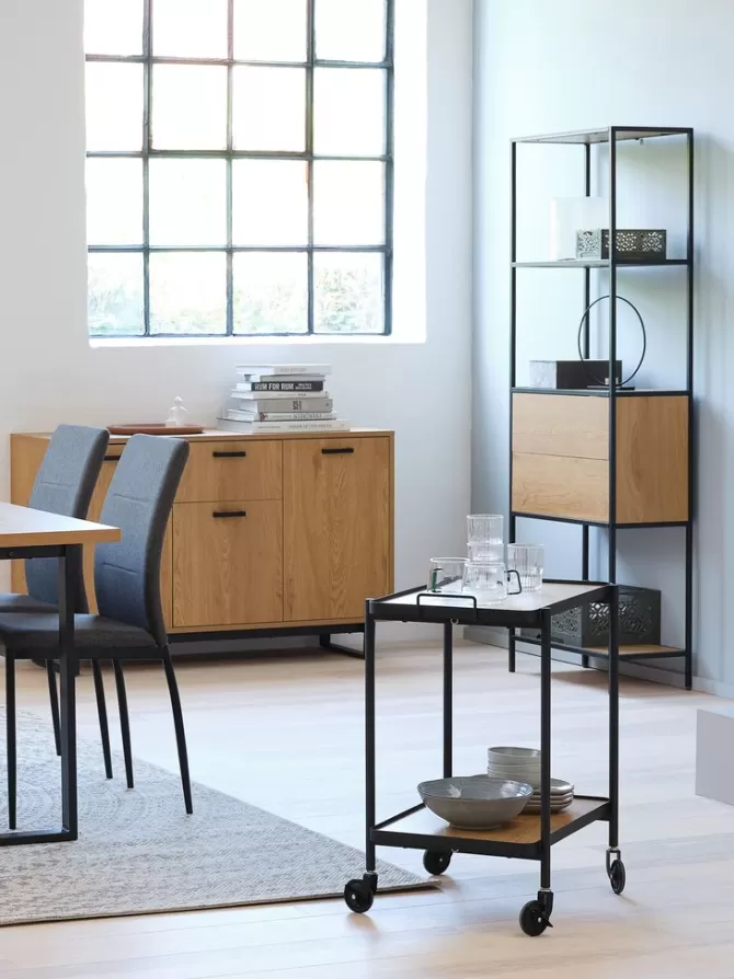 Store Rullebord 2 hylder egefarve/sort Småopbevaring Diverse