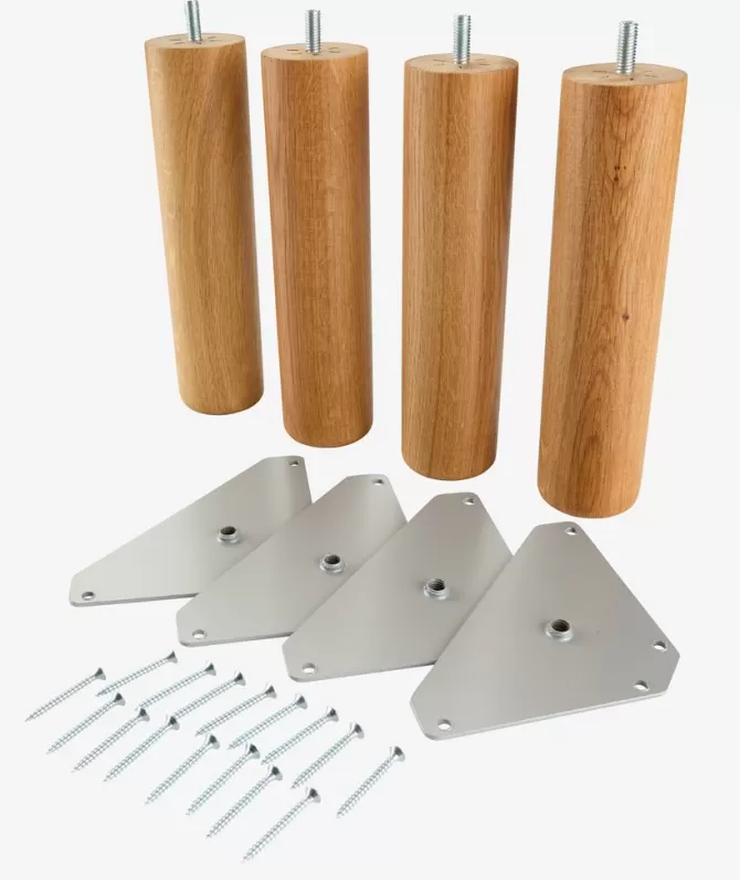 Outlet Sengeben Ø5xH20cm runde eg sæt med 4 Sengeben Og Tilbehør