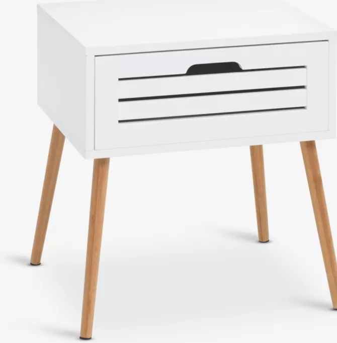 Outlet Sengebord 1 skuffe bambusfarve/hvid Sengeborde | Sengeborde