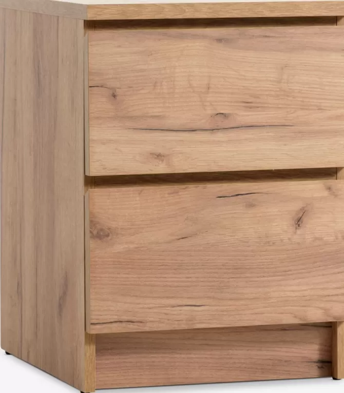 Clearance Sengebord 2 skuffer natur egefarve Sengeborde | Sengeborde