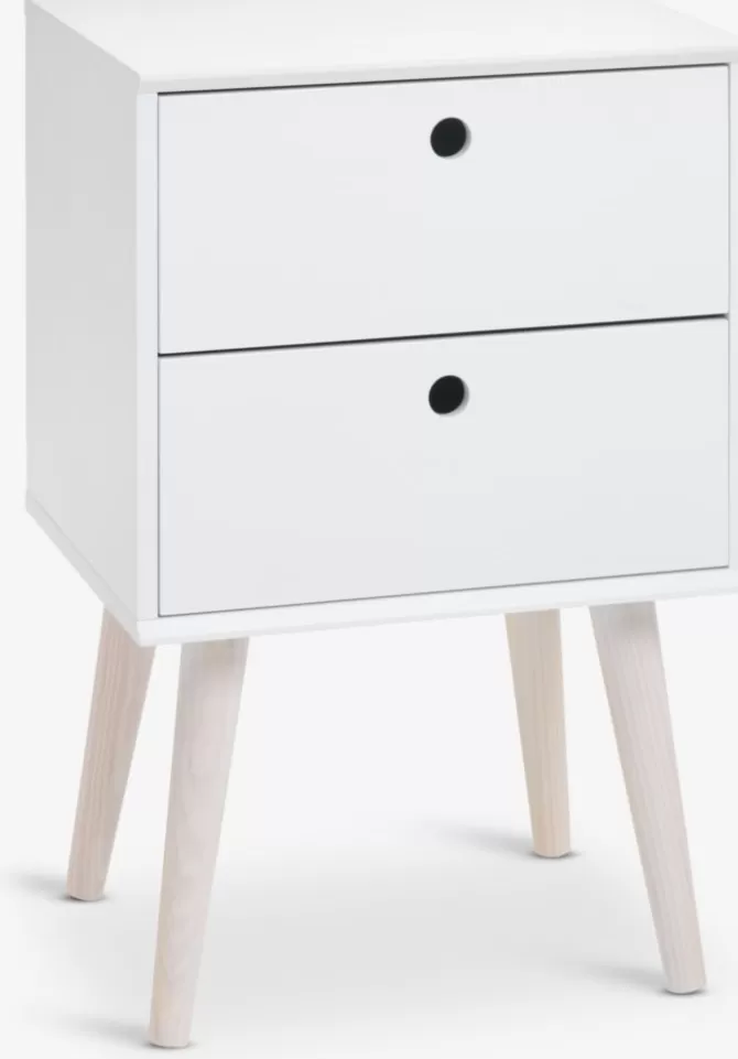 Outlet Sengebord 2 skuffer hvid/fyr Sengeborde | Sengeborde