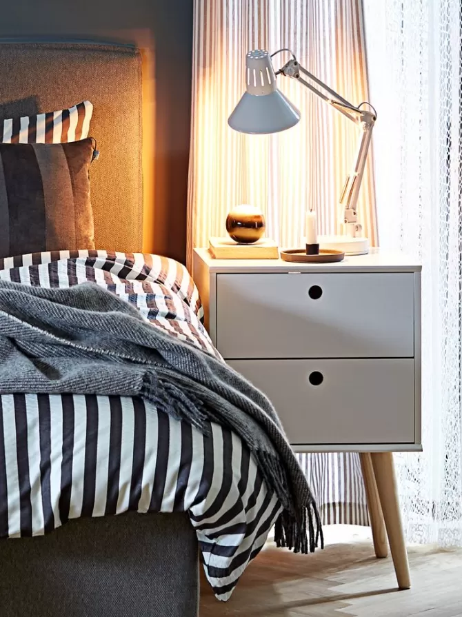 Outlet Sengebord 2 skuffer hvid/fyr Sengeborde | Sengeborde