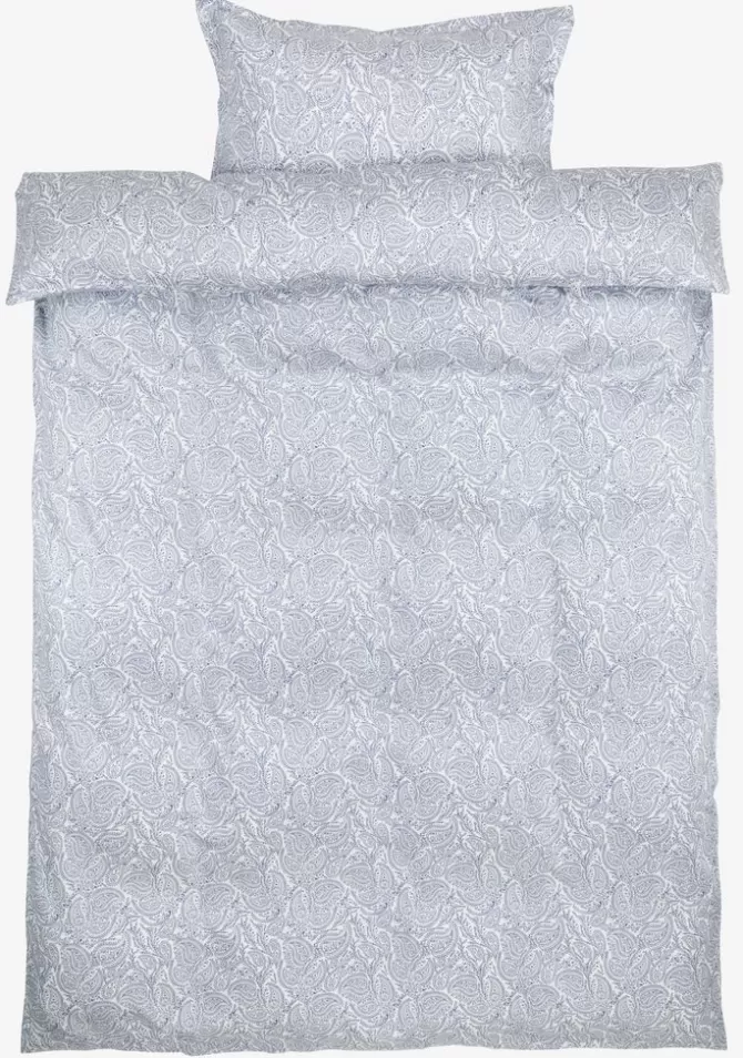 Outlet Sengetøj satin 140x200 blå/hvid Sengetøj