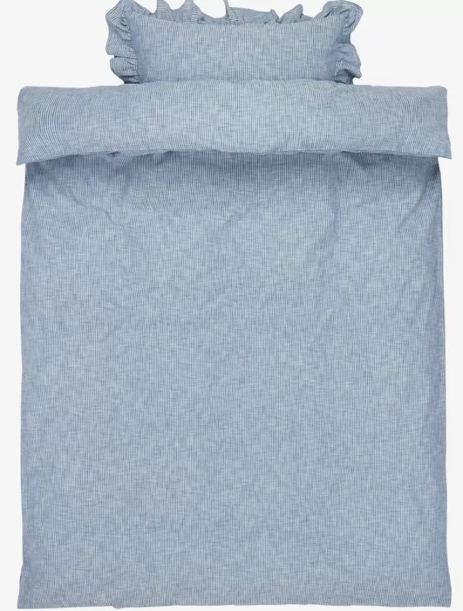 Clearance Sengetøj garnfarvet 140x200 blå Sengetøj