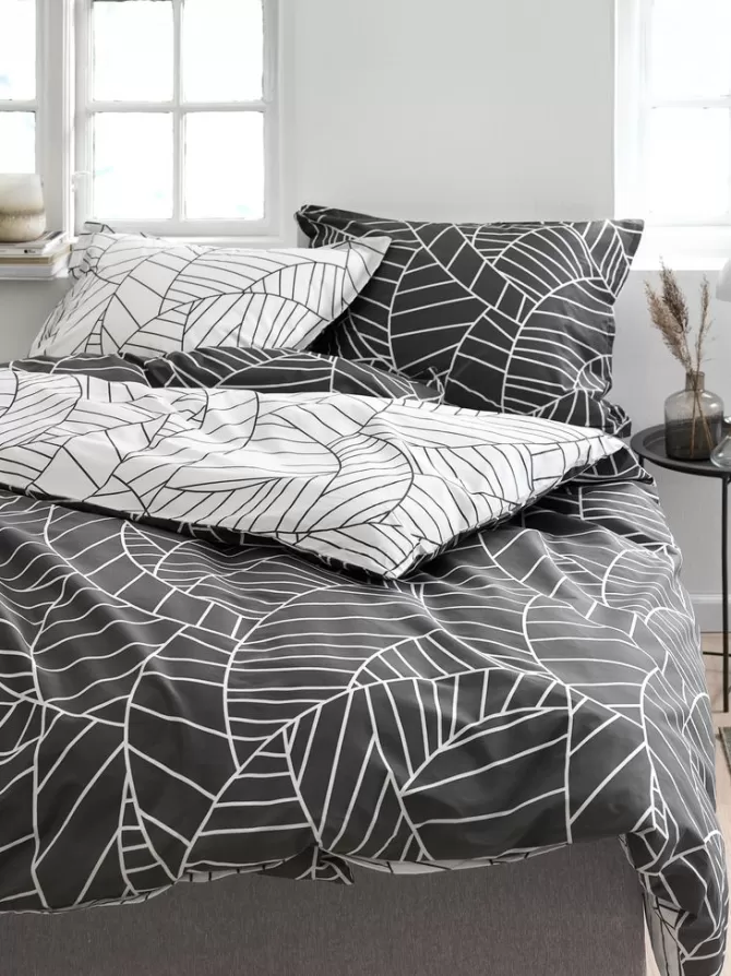 Sale Sengetøj percale 140x200 hvid/grå Sengetøj