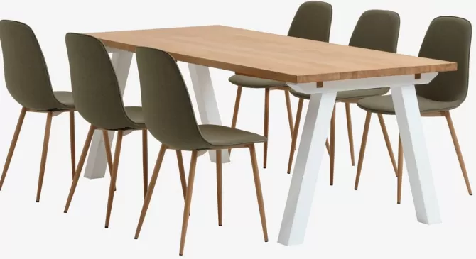 skagen_l_bord_eg___bistrup_stole_olivengrn_2.webp Best Sale SKAGEN L200 bord eg + 4 BISTRUP stole olivengrøn Spisebordssæt